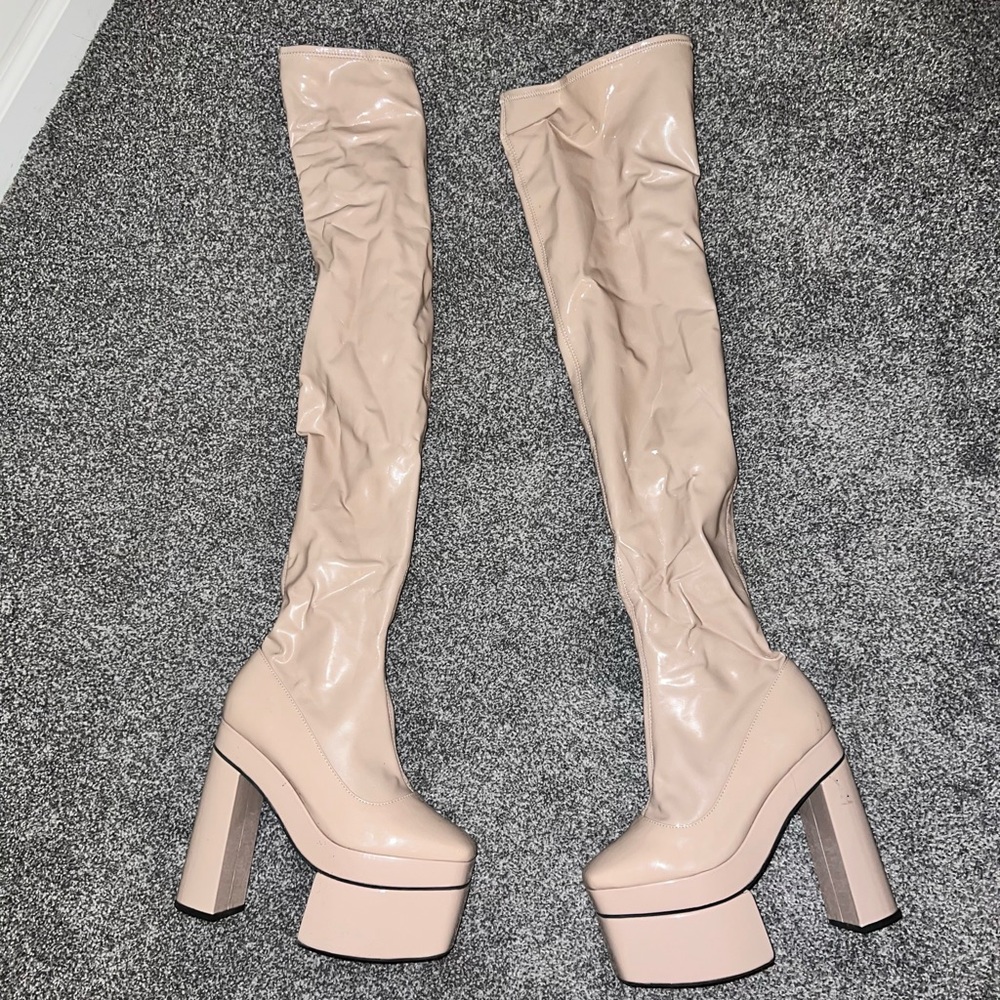 Over The Knee Boots/Tan Color. Barely Worn! - image 1